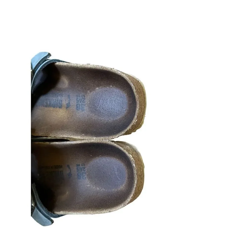 Birkenstock Womens Yao Balance Blue Nubuck Footbed‎ Sandals Shoes 38 US 7-7.5